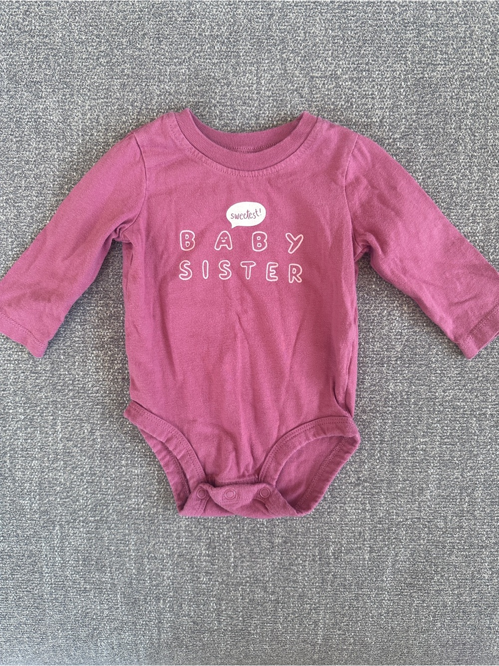 Carter's Pink 'Baby Sister' Long-Sleeve One-Piece Bodysuit